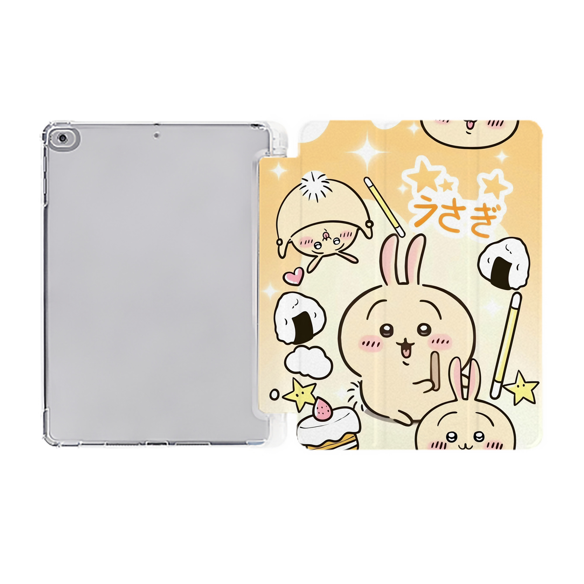（画像用） ちいかわ Chii-kawa IPad ケース ペン収納付き 三つ折りスタンド PUレザー×シリコン 対応機種9.5/10.5/10.9インチ